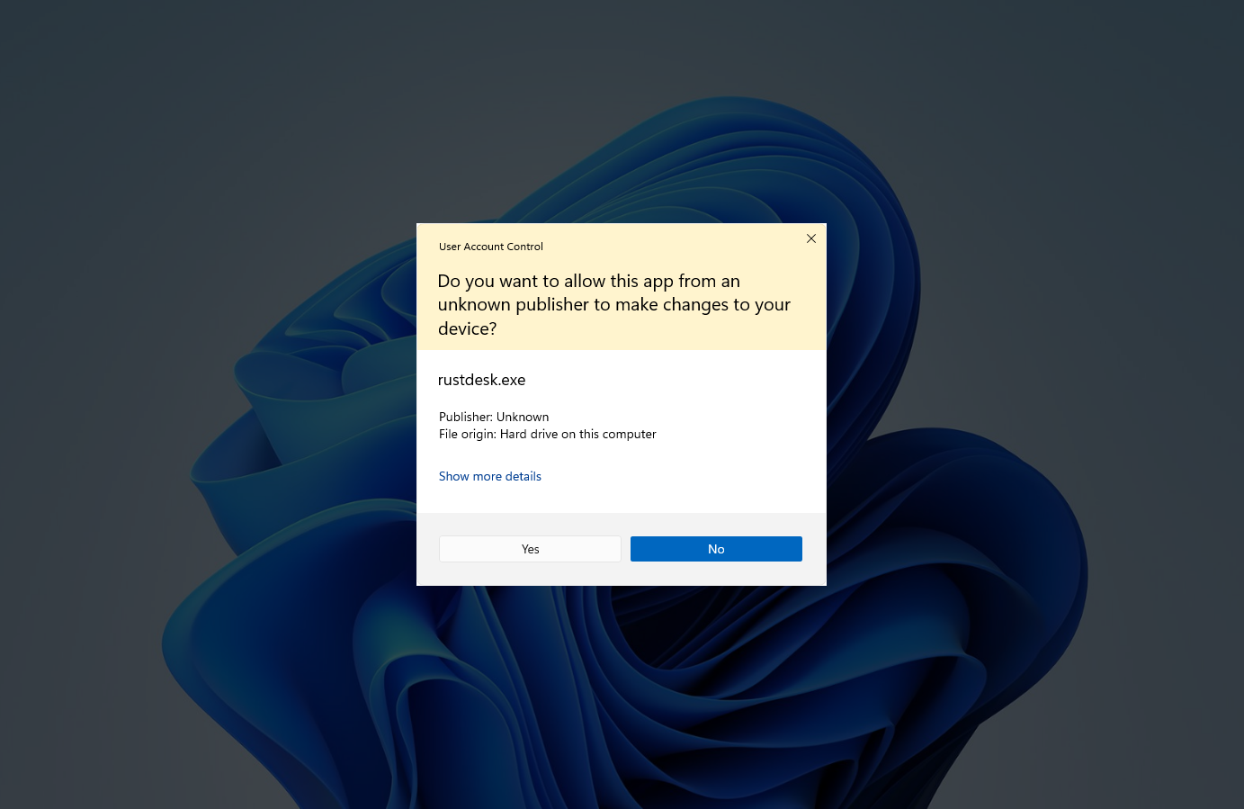 UAC Prompt Example